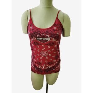 Harley Davidson Red Bandana AOP Tank Top Size L Seacoast North Hampton NH